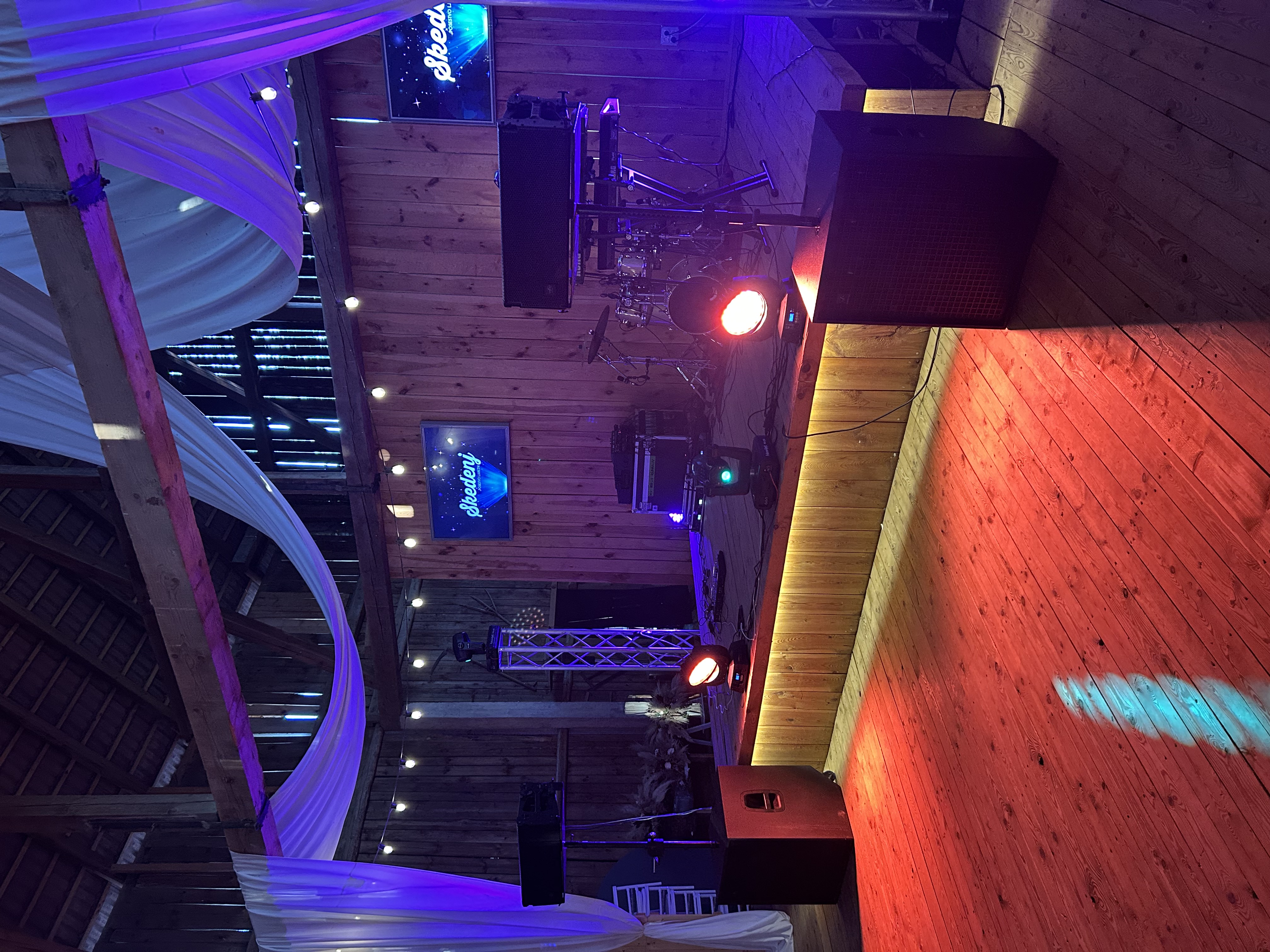 Dance floor lighting setup at the wedding